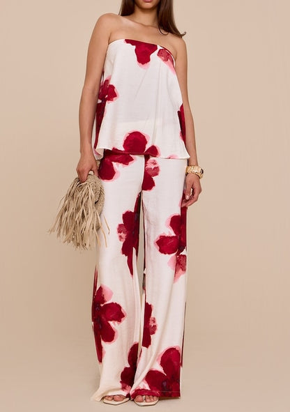 Floral Print Wide Casual 2pcs Set