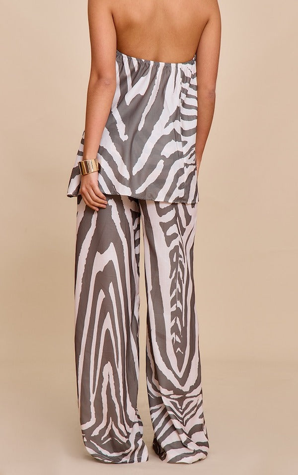 Brown Oversized Zebra Print 2pcs Set