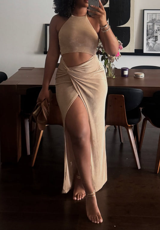 Slit Halter Maxi Dress