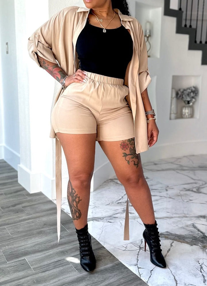 Linen Shorts Set
