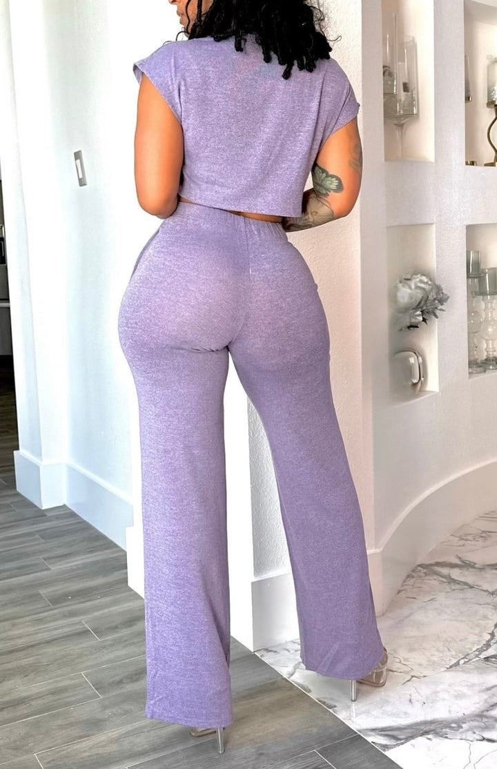 Solid Color Cotton Casual Two-piece Suit With Pockets