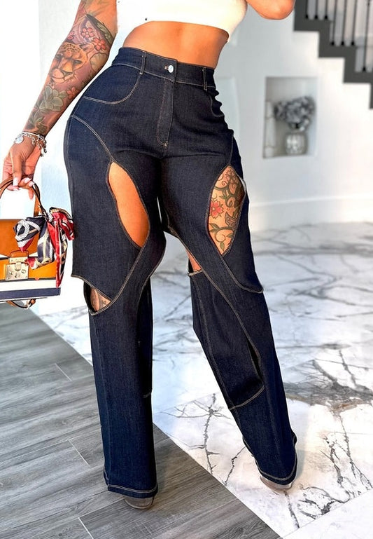 Navy Cut-out Jeans