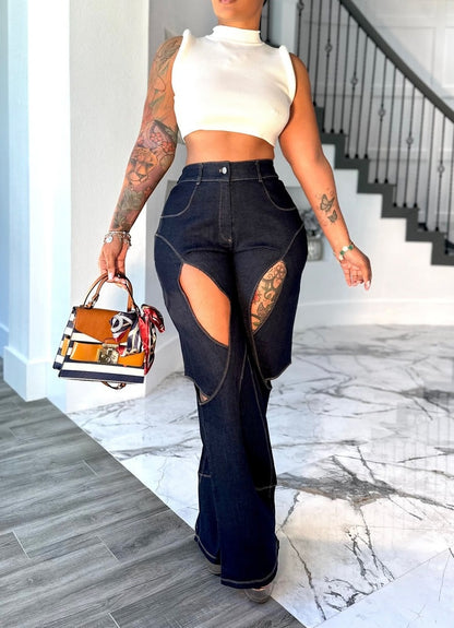 Navy Cut-out Jeans