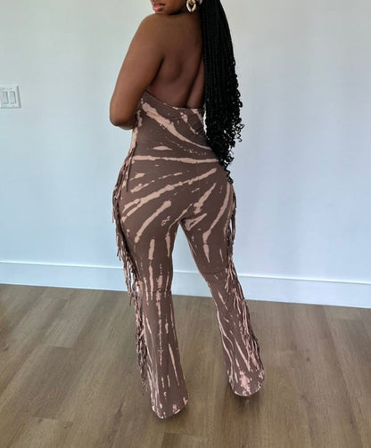Halter Neck Tie-dye Jumpsuit