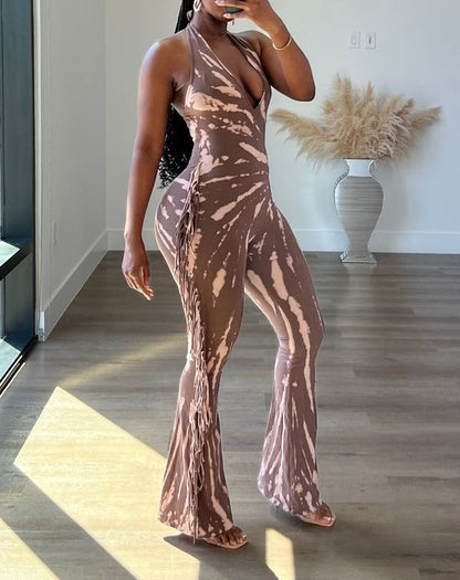 Halter Neck Tie-dye Jumpsuit