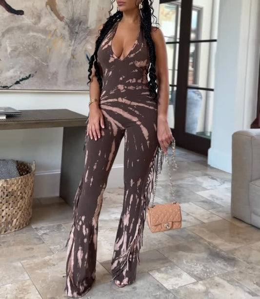 Halter Neck Tie-dye Jumpsuit
