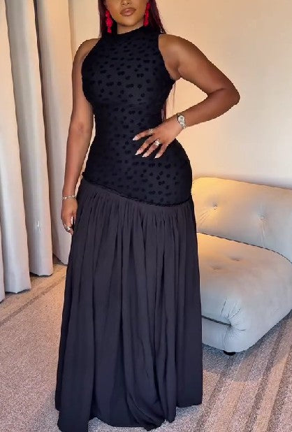 Floral Patchwork Sleeveless Maxi Dress