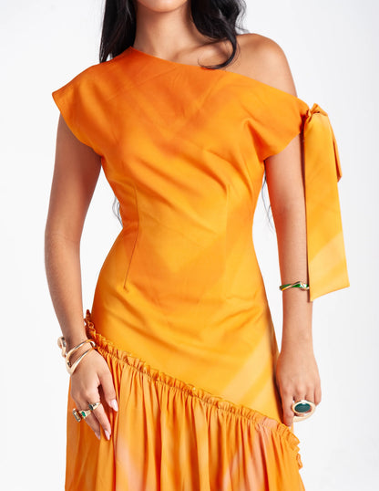 Sunset Asymmetric Maxi Dress
