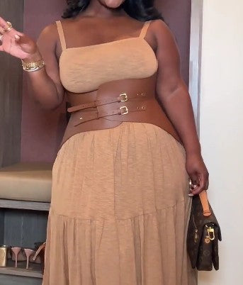 Hourglass Wide Belt Curved Leather Corset