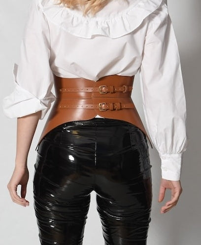 Hourglass Wide Belt Curved Leather Corset