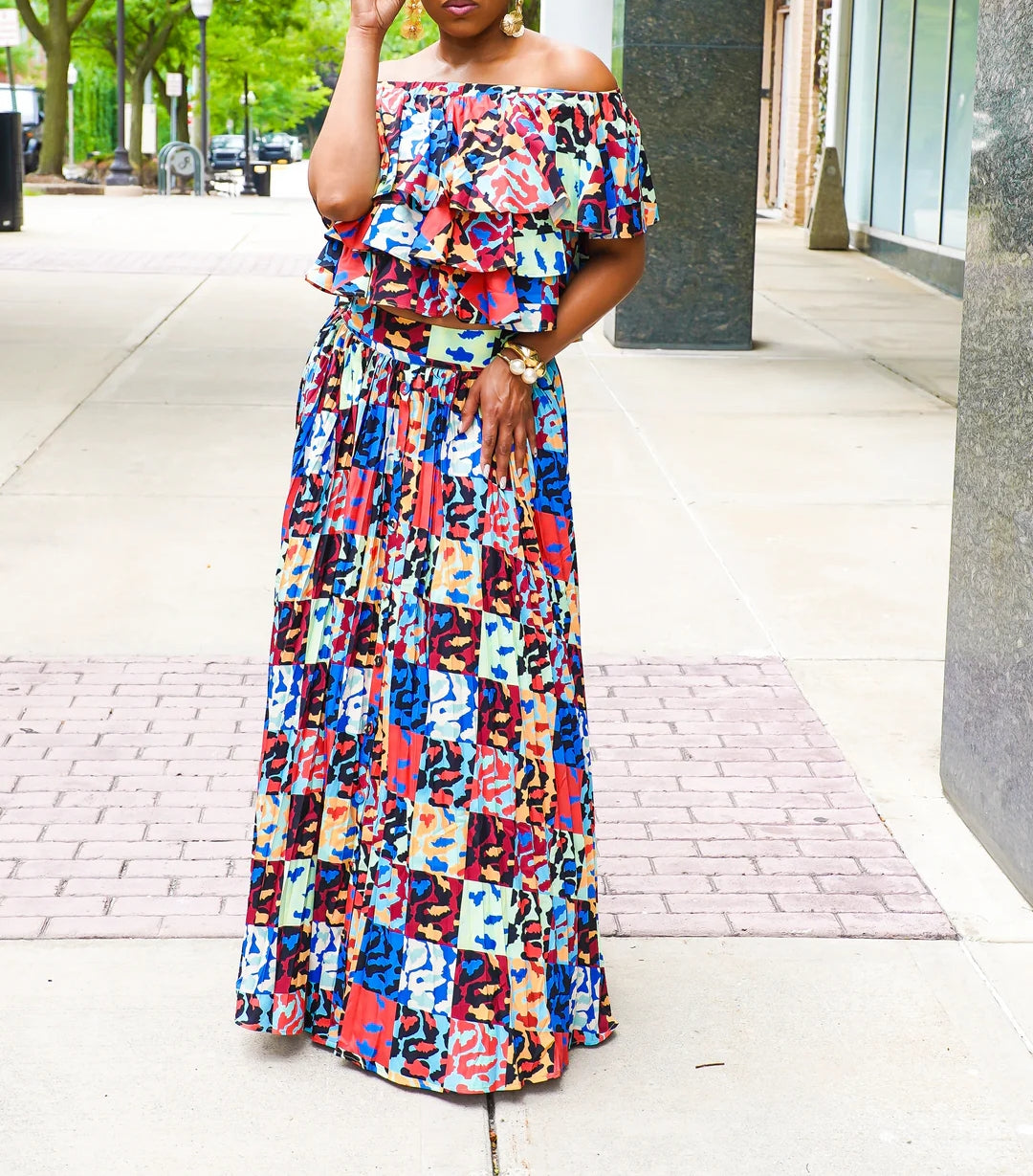 Graphic Print 2Pc Skirt Set
