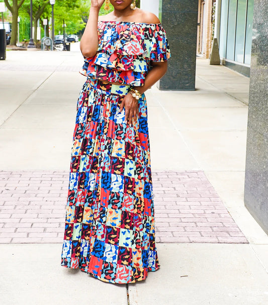Graphic Print 2Pc Skirt Set