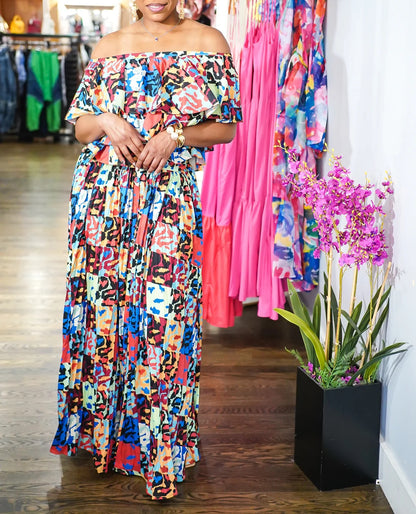 Graphic Print 2Pc Skirt Set
