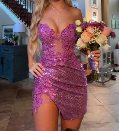 Homecoming Strapless Sequined Dress