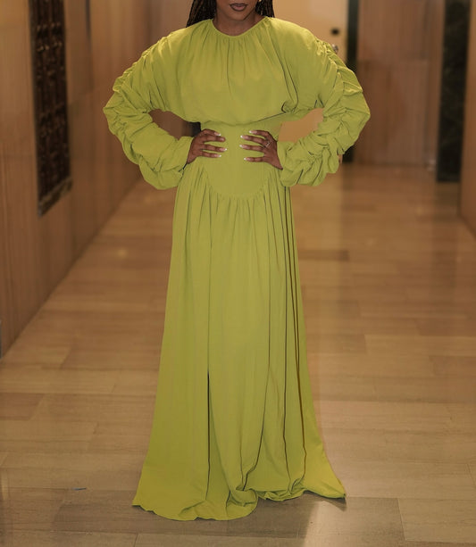 Long Sleeve Ruched Skirt Set