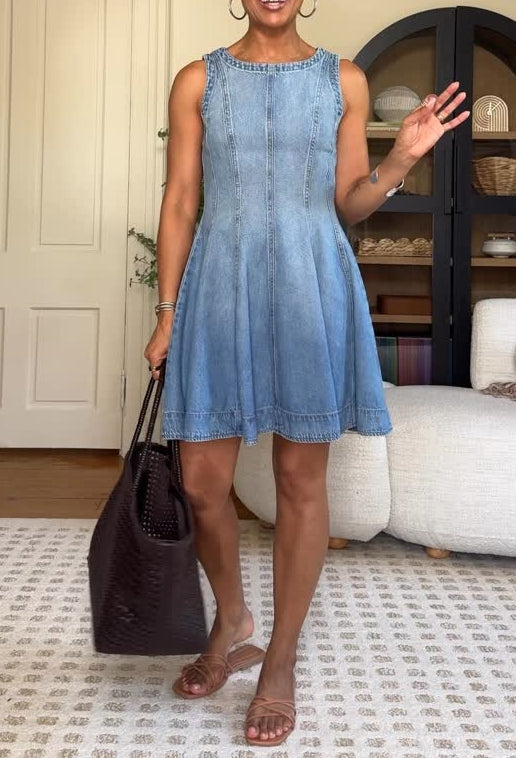 Airy Denim Circle Mini Dress