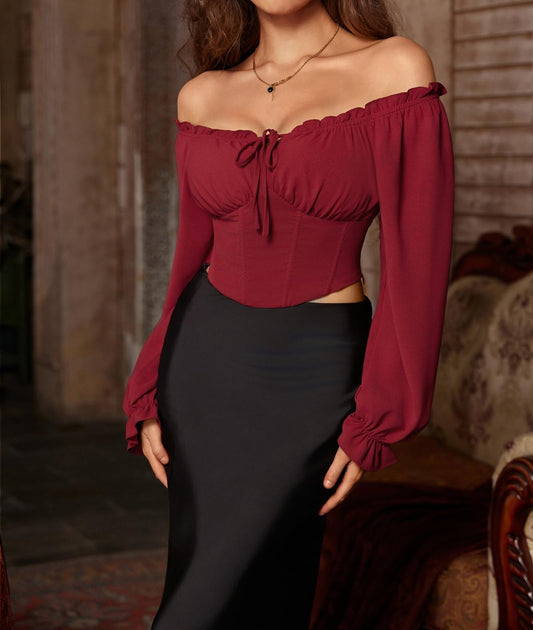 Vintage Long Sleeve Corset Blouse