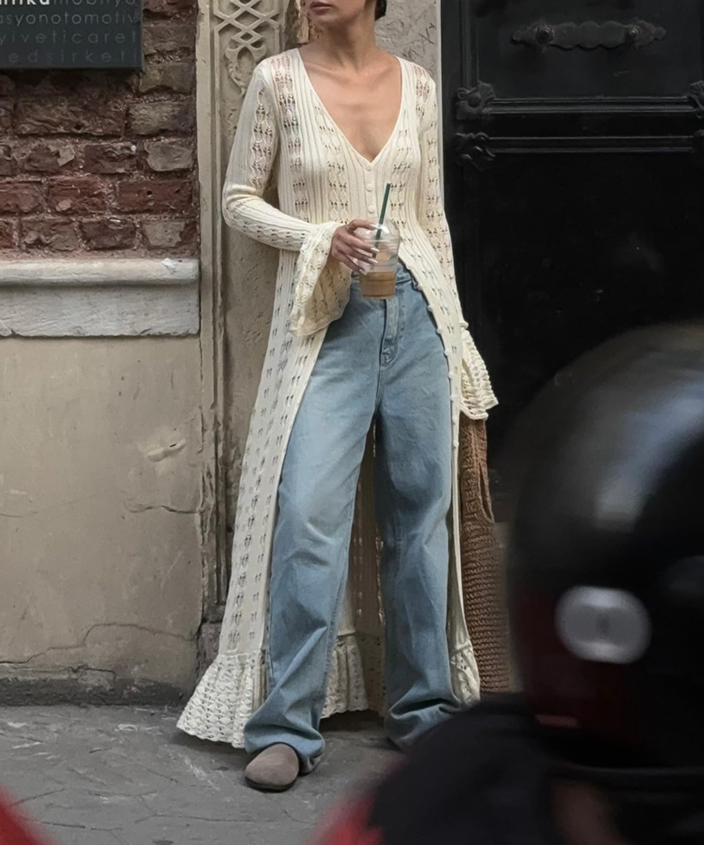Hollow Out Knitted V Neck Long Sleeve Button Up Crochet Cardigans For Women