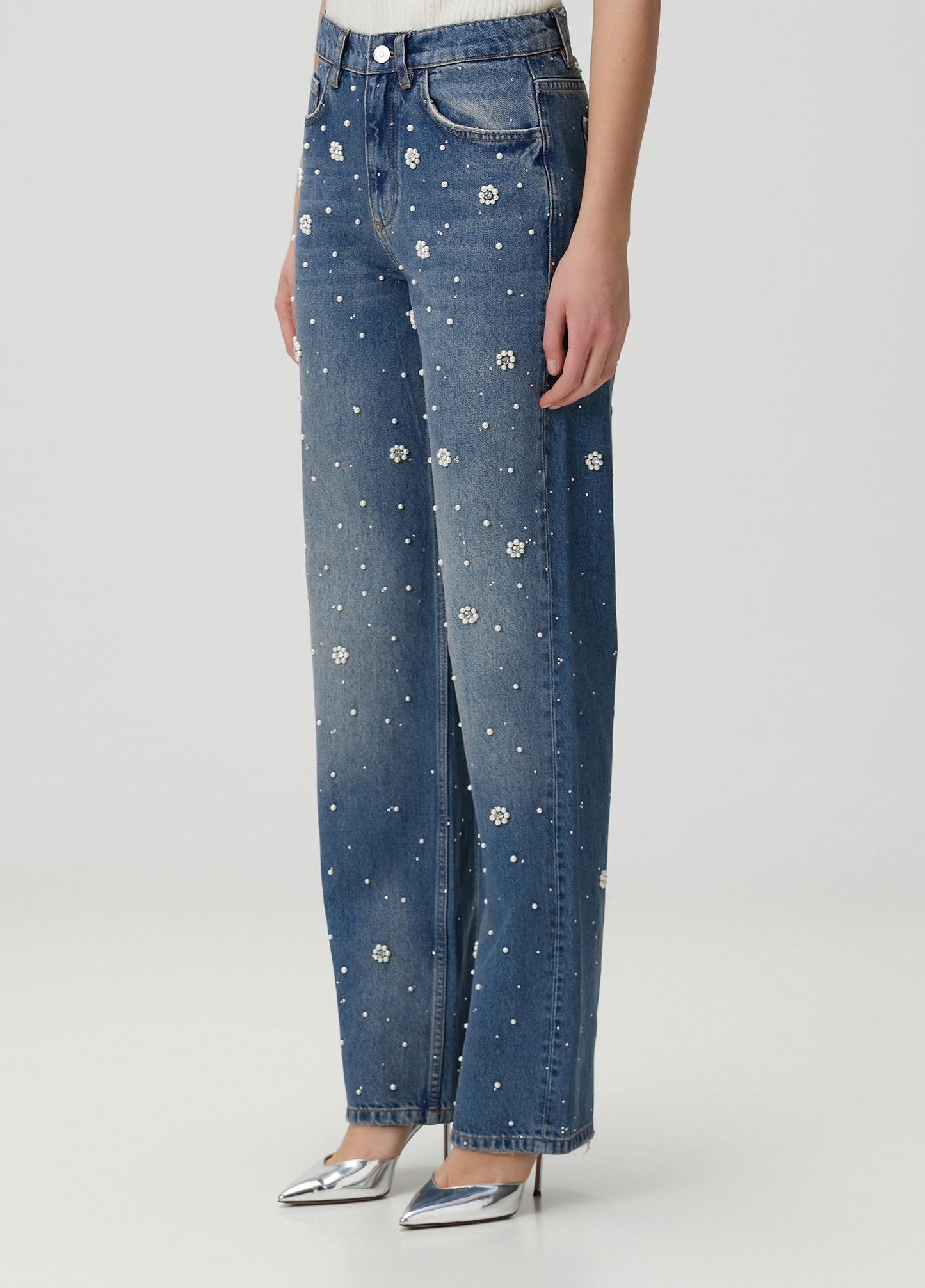 Pearl Blue Embellished Jeans