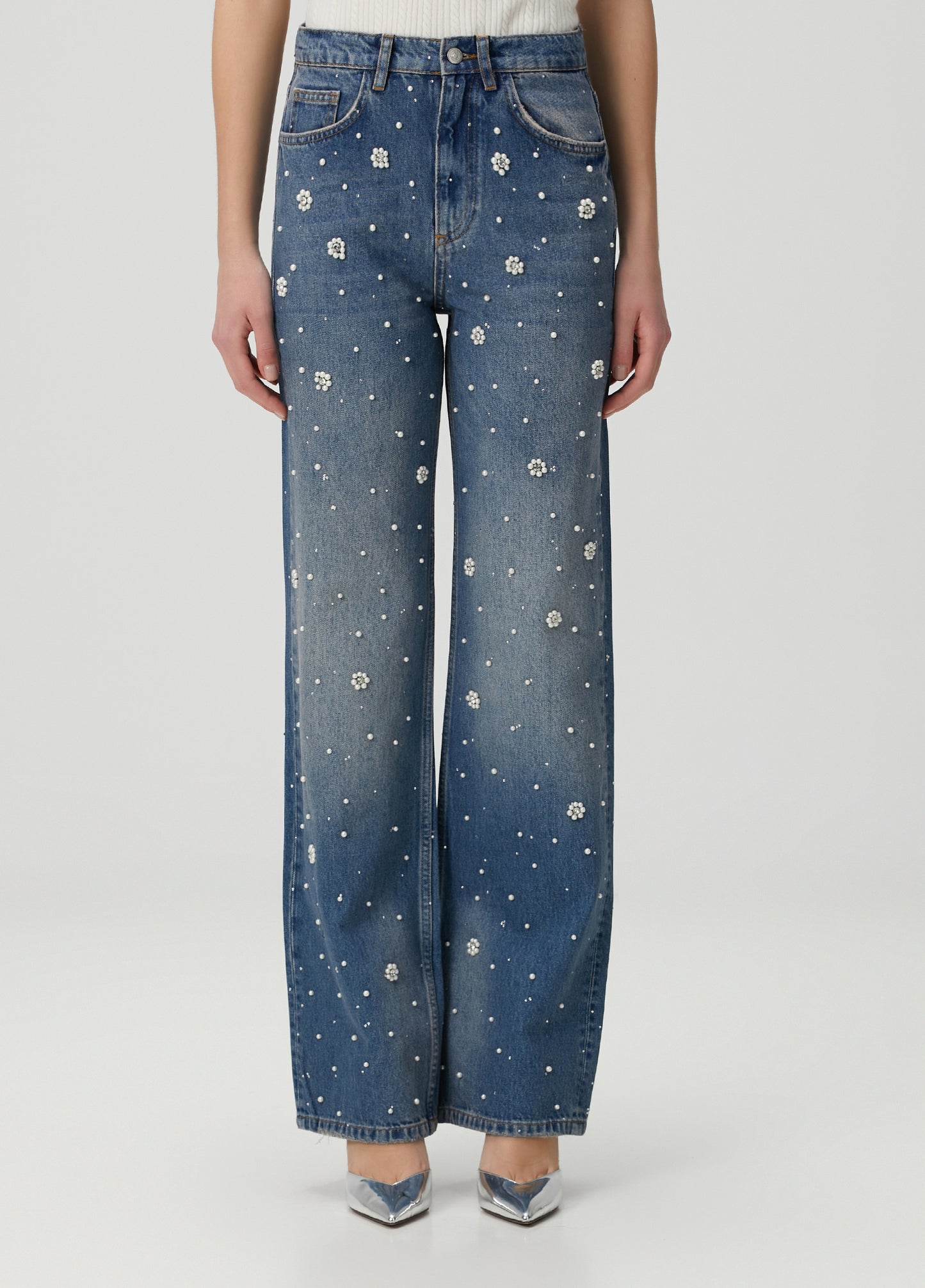 Pearl Blue Embellished Jeans