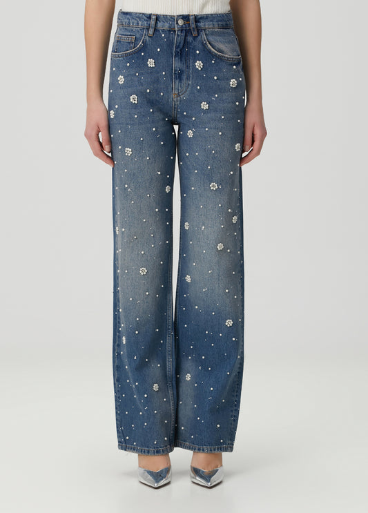 Pearl Blue Embellished Jeans