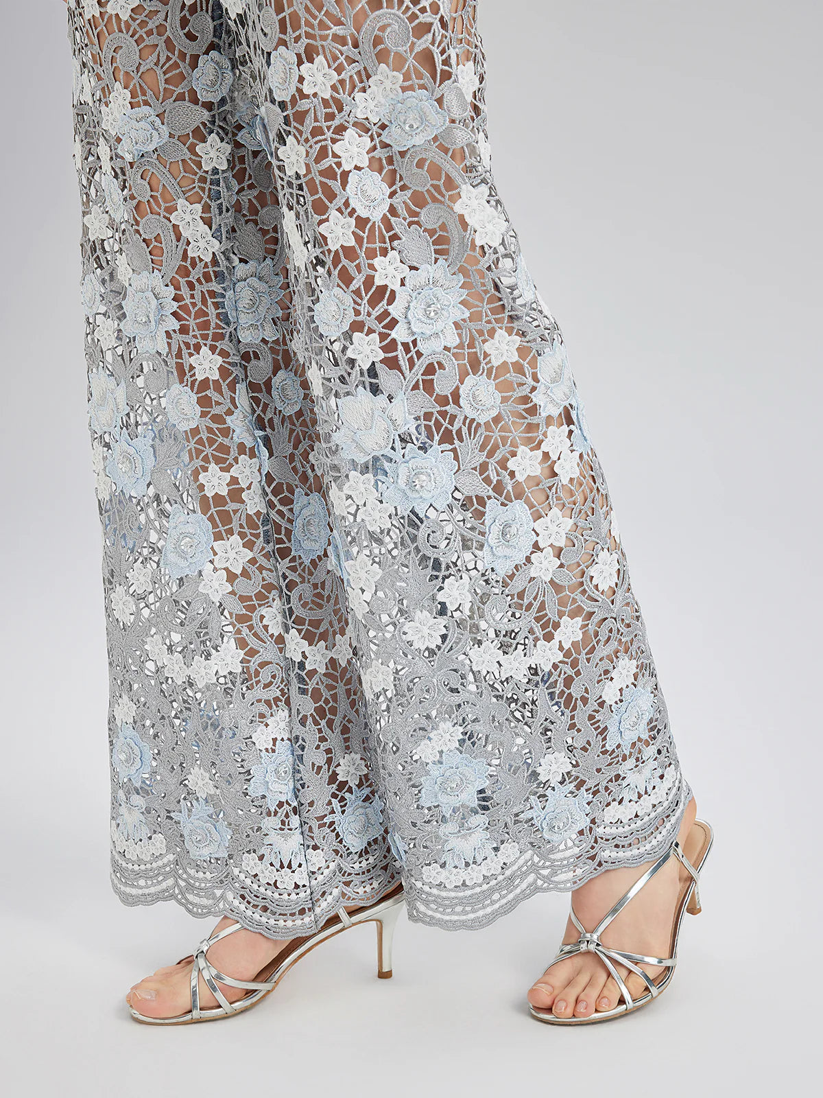 Elegant Rhinestone Lace Denim Jeans