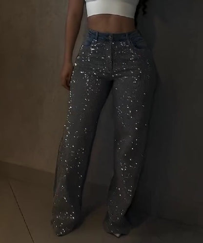 Jeans With Sparkling Rhinestones