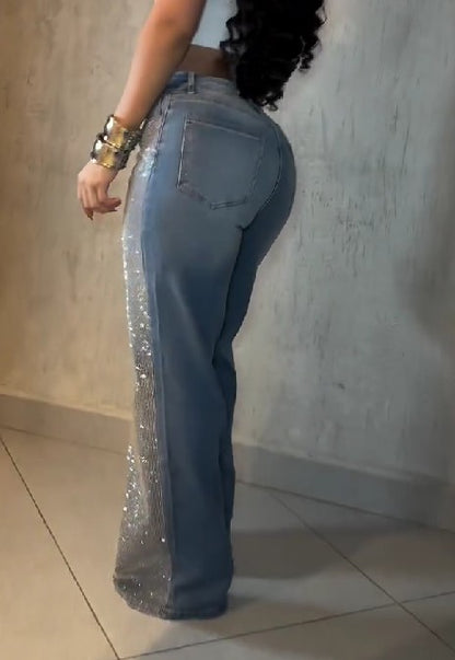 Jeans With Sparkling Rhinestones