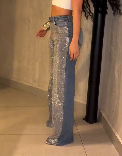 Jeans With Sparkling Rhinestones