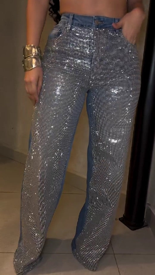 Jeans With Sparkling Rhinestones