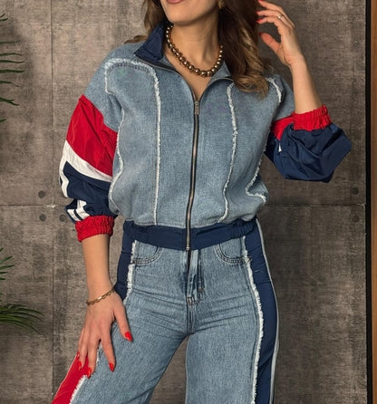 Parachute Fabric Fringed Denim Suit