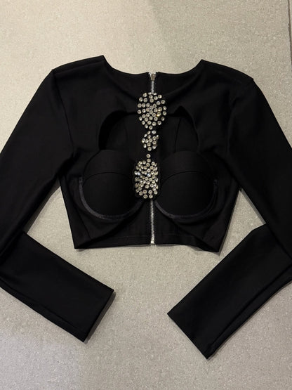 Rhinestone Hollow Top