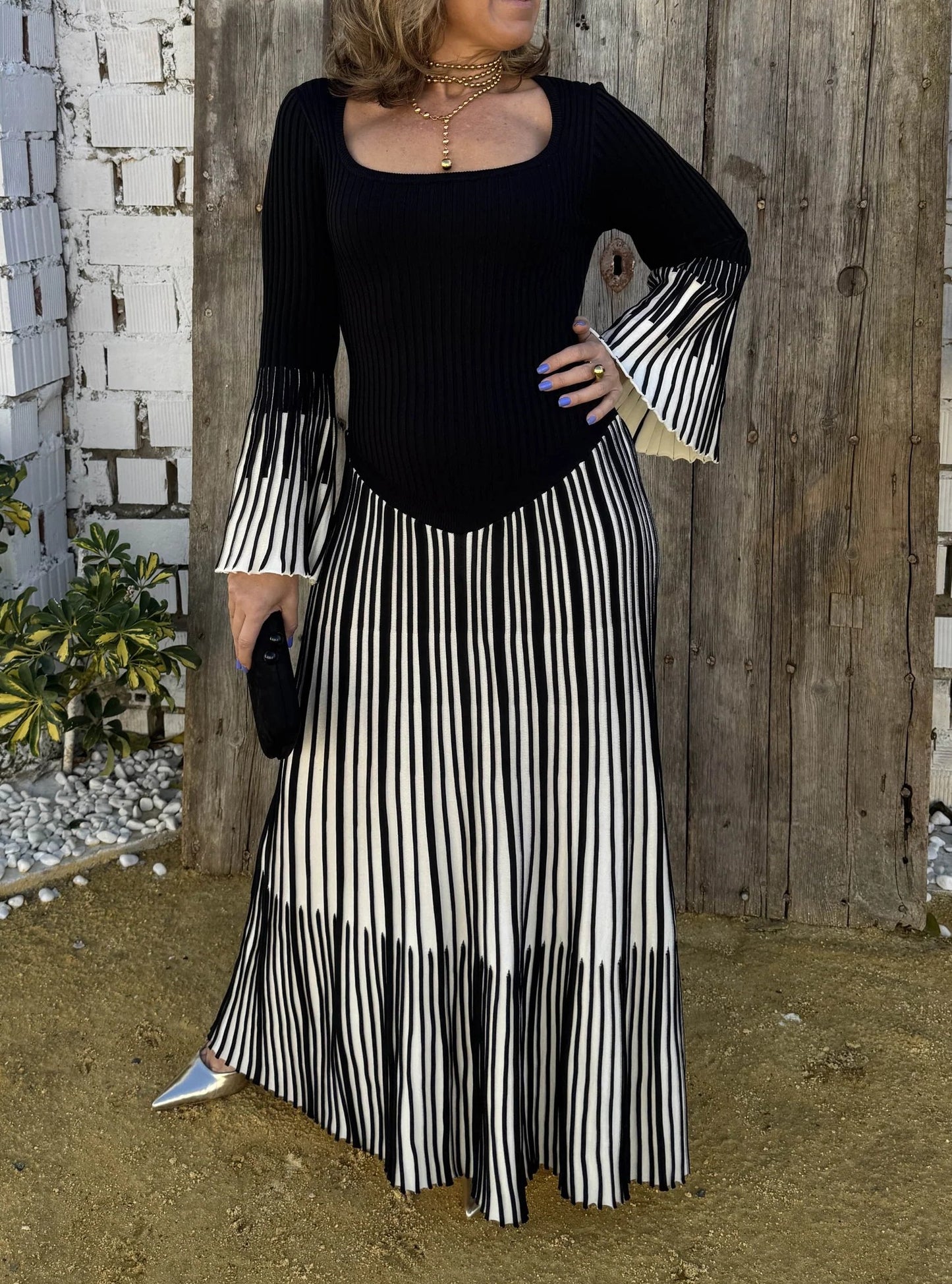 Two-tone Knitted Dress