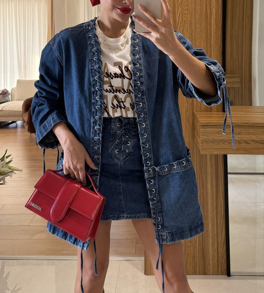 Denim Eyelet Detailed Jacket