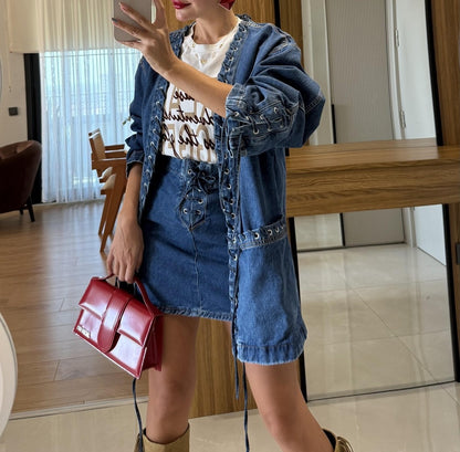 Denim Eyelet Detailed Jacket