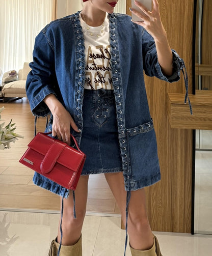 Denim Eyelet Detailed Jacket