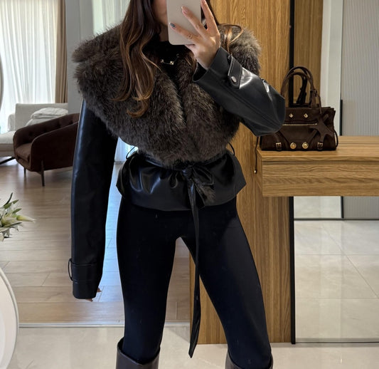 Premium Fur Leather Coat