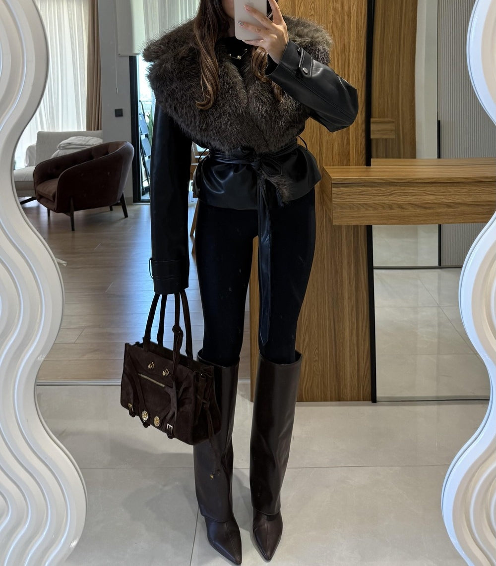 Premium Fur Leather Coat