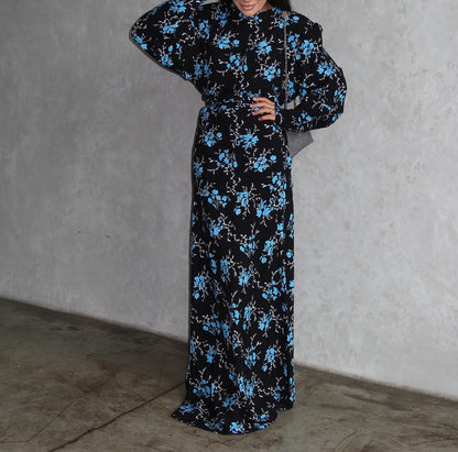 Floral Stand Collar Maxi Dress