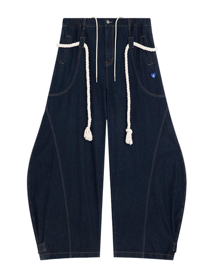 Casual Drawstring Super Baggy Barrel Jeans