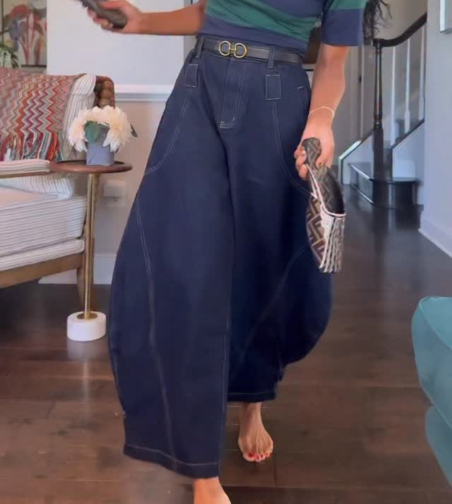 Casual Drawstring Super Baggy Barrel Jeans