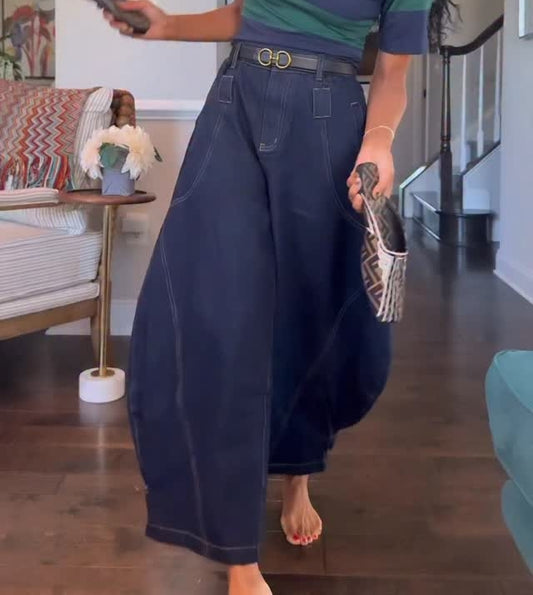 Casual Drawstring Super Baggy Barrel Jeans