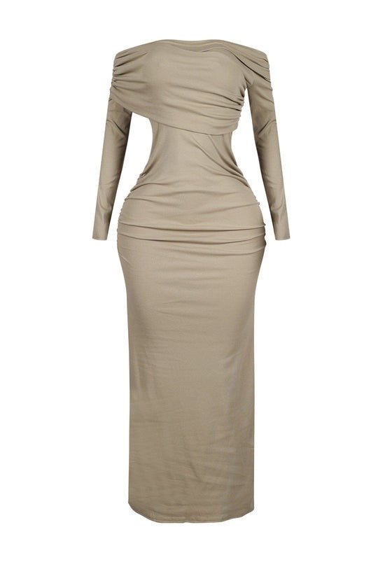 Off Shoulder Ruched Maxi Dress