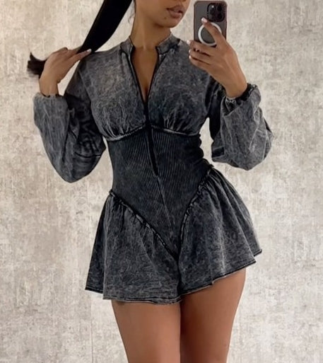 Zip-up Front Pure Cotton Romper
