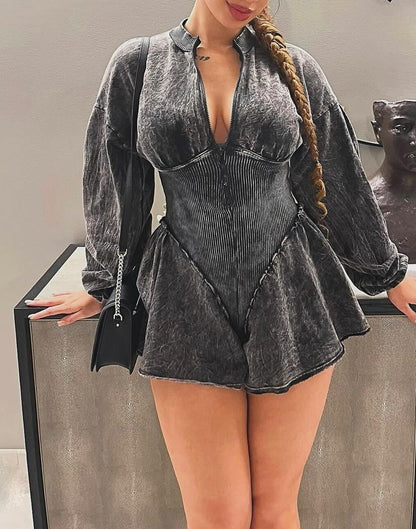 Zip-up Front Pure Cotton Romper