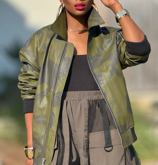 Vegan Leather Bomber Jacket