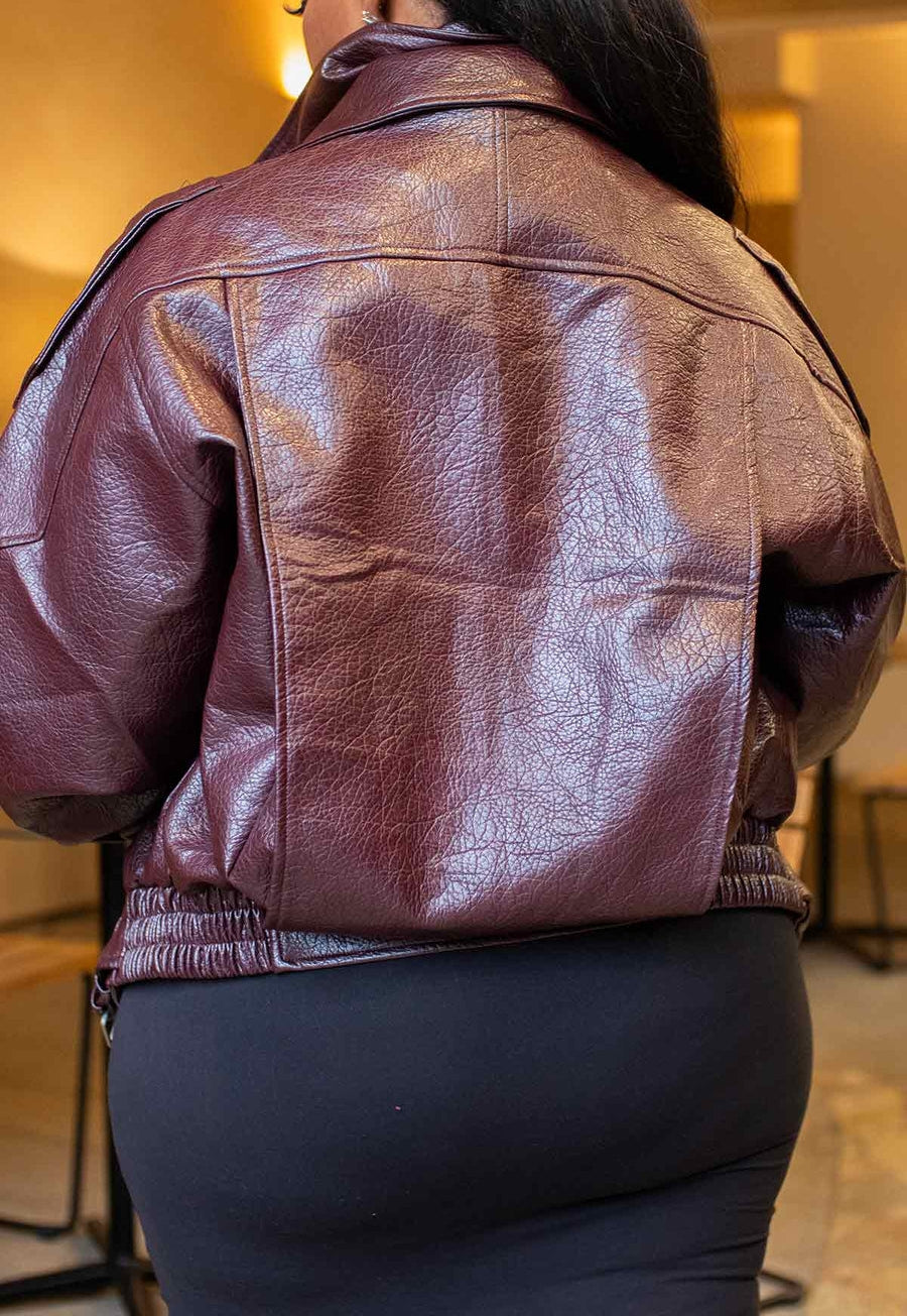 Oversized Faux Leather Jacket