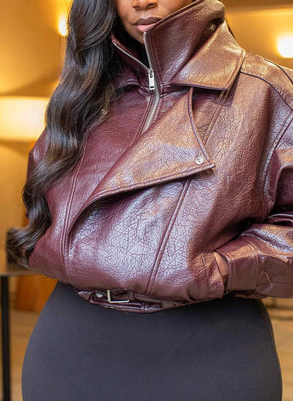 Oversized Faux Leather Jacket