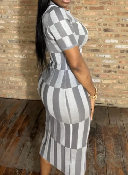 Knit Color Block Midi Dress