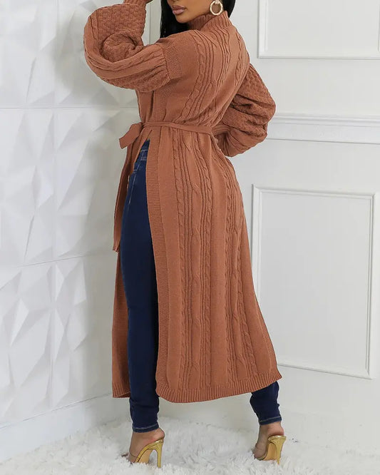 Long Sleeve Sweater With Slit And Knot Details